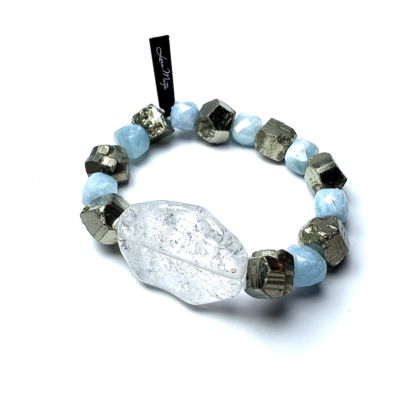 Aquamarine with Pyrite and Iris Crystal.