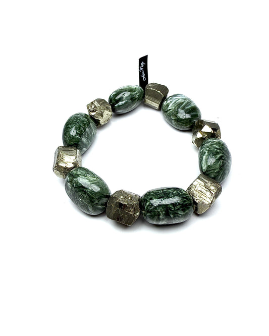 Seraphinite with Pyrite.