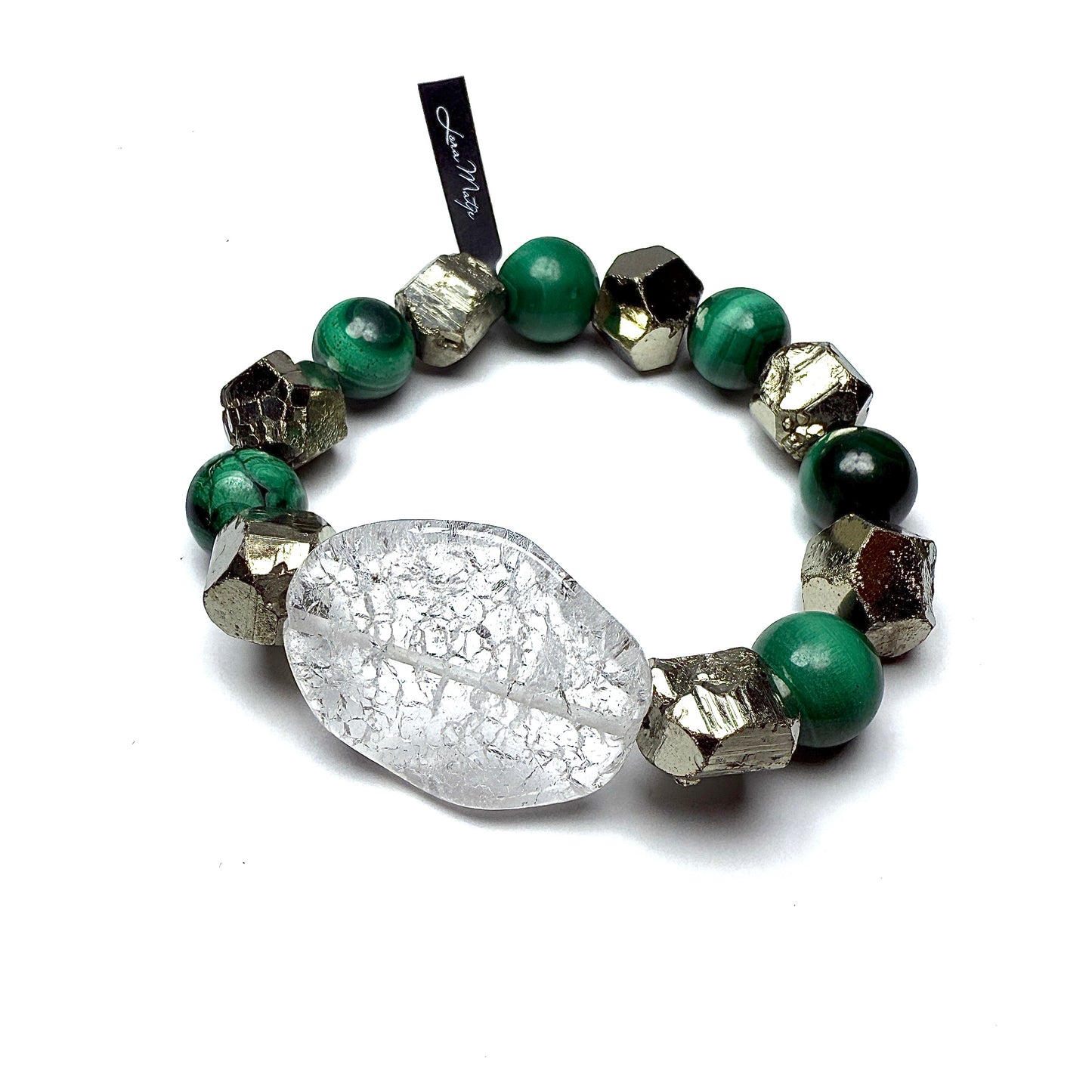 Malachite with Pyrite and Iris Crystal. Renewal. Stability. Confidence.