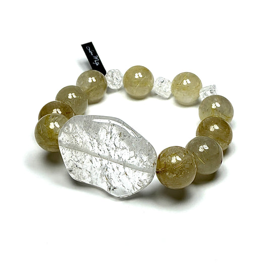 Golden Rutilated Quartz with Iris Crystal.