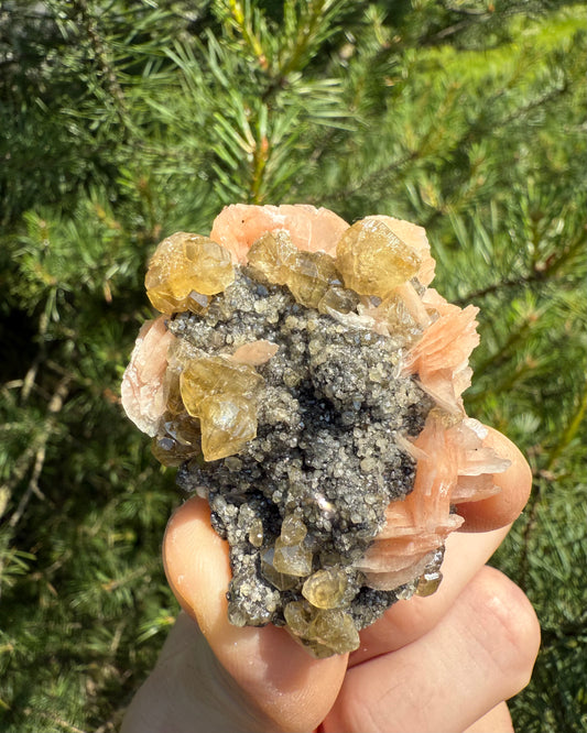 Cerussite with pink Barite. For - Transformation, Emotional Balance, Awakened Mind.