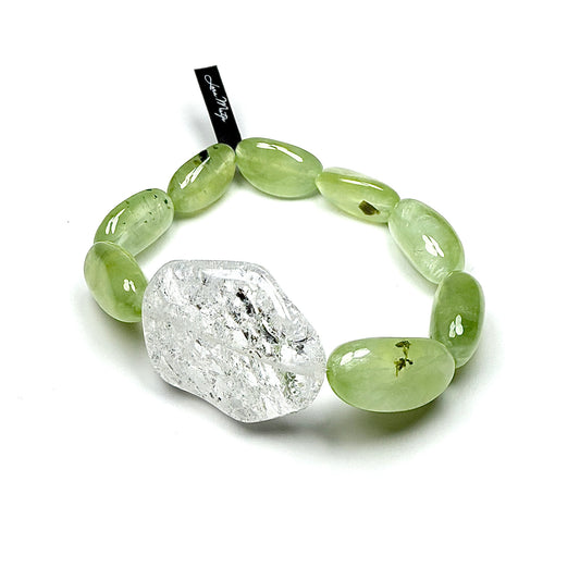 Prehnite with Iris Crystal.