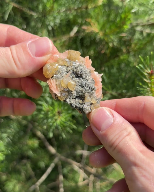 Cerussite with pink Barite. For - Transformation, Emotional Balance, Awakened Mind.